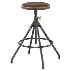 Akron Jin Green Leather Counter Stool