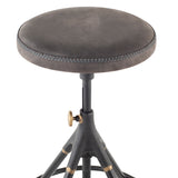 Akron Storm Black Leather Counter Stool