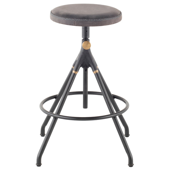 Akron Storm Black Leather Counter Stool
