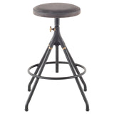 Akron Storm Black Leather Counter Stool