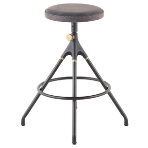 Akron Storm Black Leather Counter Stool