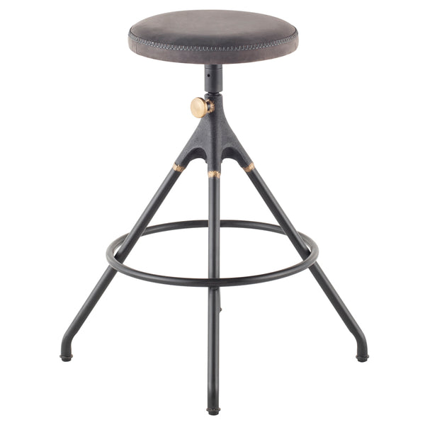 Akron Storm Black Leather Counter Stool