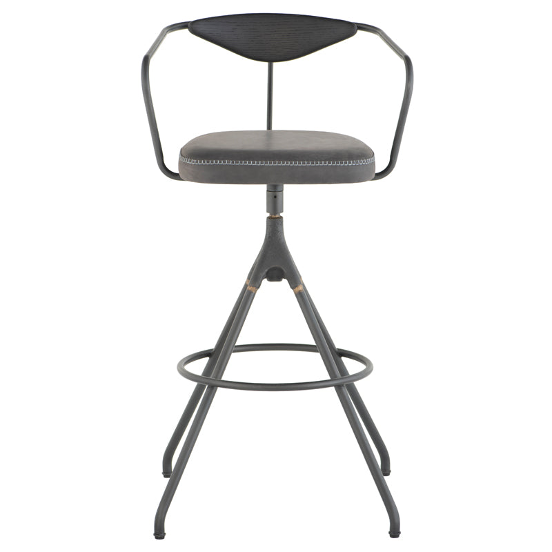 Akron Storm Black Leather Bar Stool