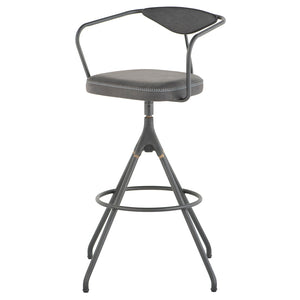 Akron Storm Black Leather Bar Stool