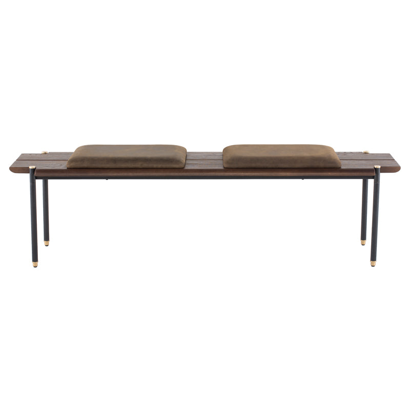 Stacking Bench Jin Green Leather Cushion Bench