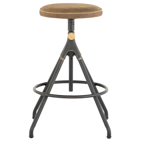 Akron Umber Tan Leather Counter Stool