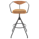 Akron Umber Tan Leather Bar Stool