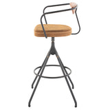 Akron Umber Tan Leather Bar Stool