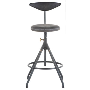 Akron Storm Black Leather Counter Stool
