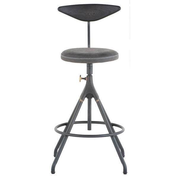 Akron Storm Black Leather Counter Stool