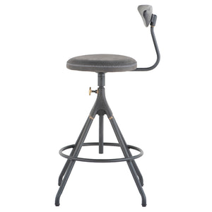 Akron Storm Black Leather Counter Stool