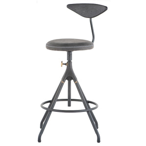 Akron Storm Black Leather Counter Stool