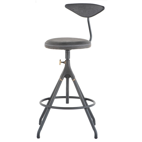 Akron Storm Black Leather Counter Stool