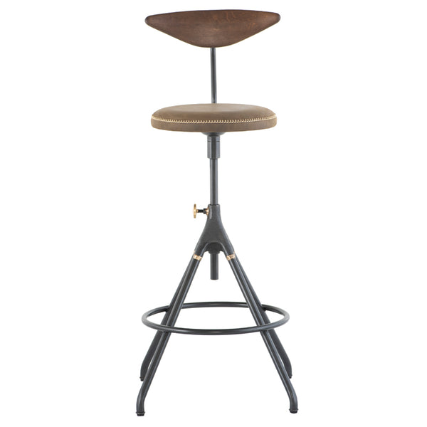 Akron Jin Green Leather Counter Stool