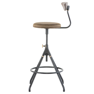 Akron Jin Green Leather Counter Stool