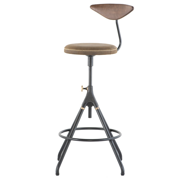 Akron Jin Green Leather Counter Stool