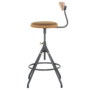 Akron Umber Tan Leather Counter Stool