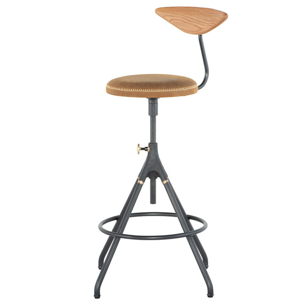 Akron Umber Tan Leather Counter Stool