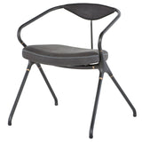 Akron Storm Black Leather Dining Chair