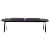 Stacking Bench Storm Black Leather Cushion Bench