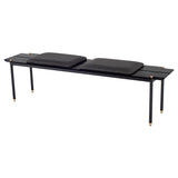 Stacking Bench Storm Black Leather Cushion Bench