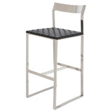 Camille Black Leather Counter Stool