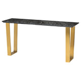 Catrine Black Wood Vein Stone Console Table