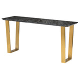 Catrine Black Wood Vein Stone Console Table