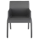 Delphine Dark Grey Leather Dining Chair