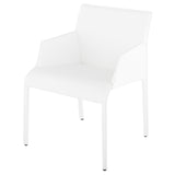 Delphine White Leather Dining Chair