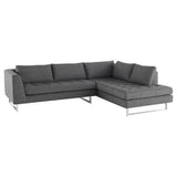 Janis Dark Grey Tweed Fabric Sectional Sofa