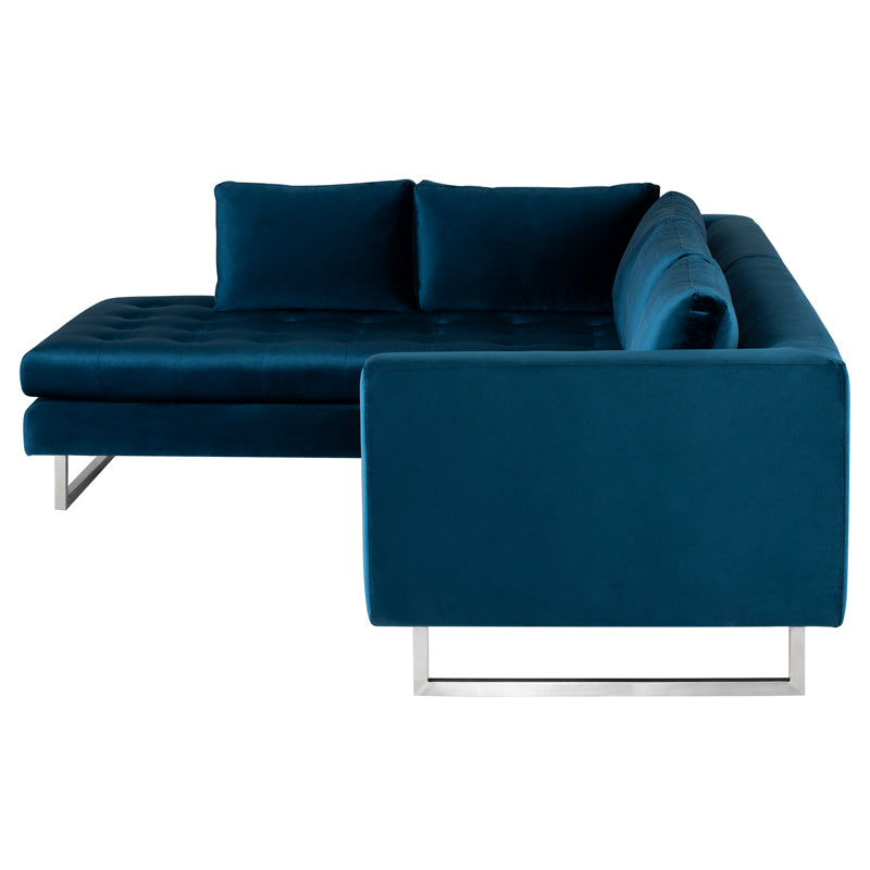 Janis Midnight Blue Fabric Sectional Sofa