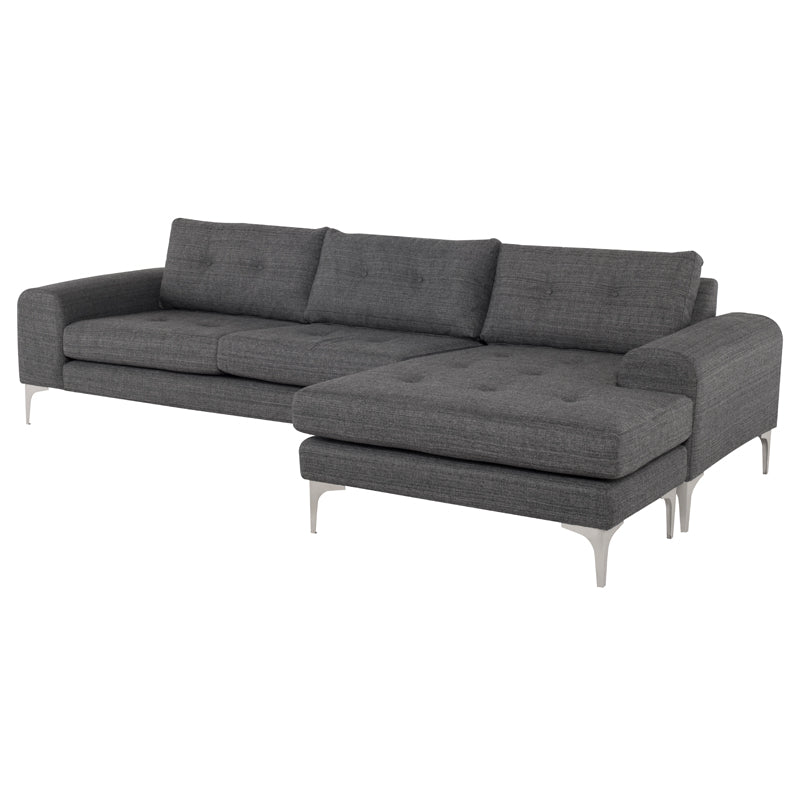 Colyn Dark Grey Tweed Fabric Sectional Sofa