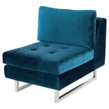 Janis Midnight Blue Fabric Seat Armless Sofa