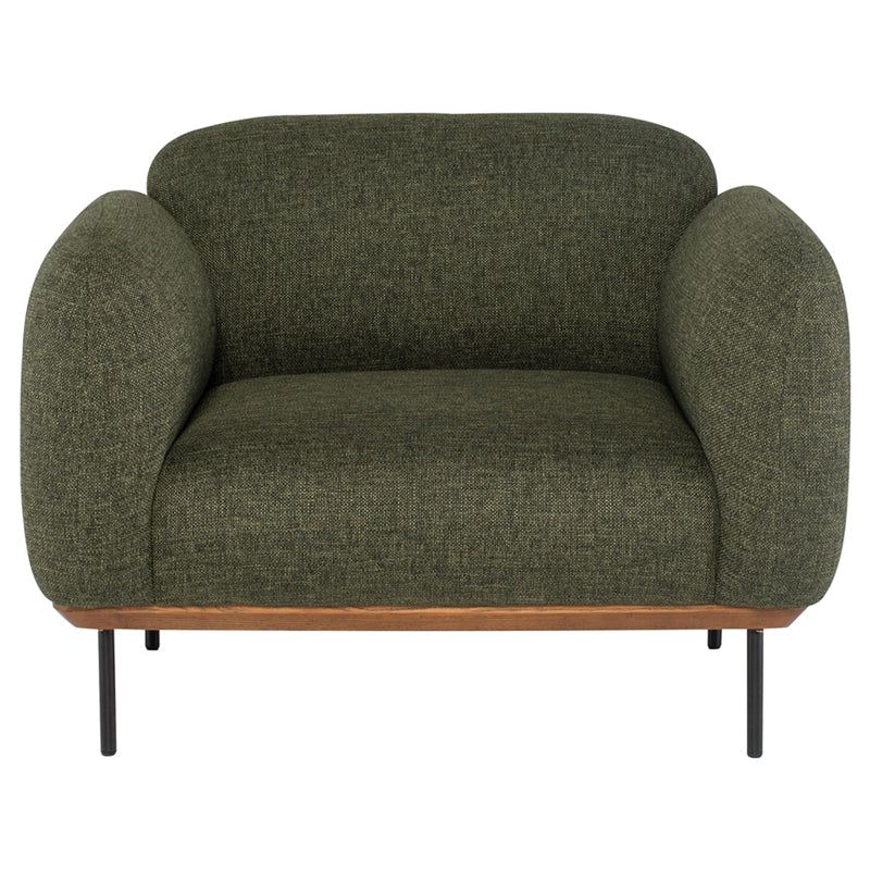 Benson Hunter Green Tweed Fabric Single Seat Sofa