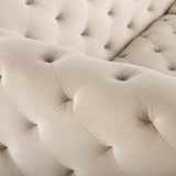 Tufty Nude Fabric Triple Seat Sofa