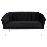 Aria Black Fabric Double Seat Sofa