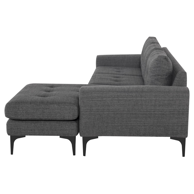 Colyn Dark Grey Tweed Fabric Sectional Sofa