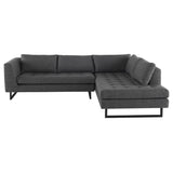 Janis Dark Grey Tweed Fabric Sectional Sofa