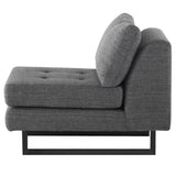 Janis Dark Grey Tweed Fabric Seat Armless Sofa