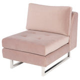 Janis Blush Fabric Seat Armless Sofa