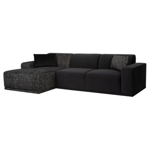 Leo Black Fabric Sectional Sofa