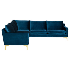 Anders Midnight Blue Fabric Sectional Sofa