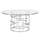 Round Tiffany Silver Metal Dining Table