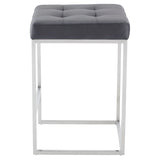 Chi Tarnished Silver Fabric Counter Stool
