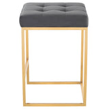 Chi Tarnished Silver Fabric Counter Stool