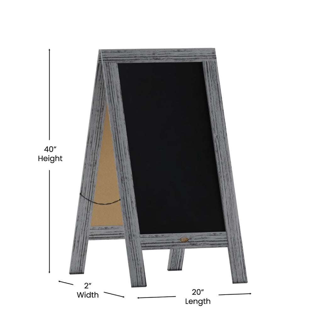 English Elm EE1976 Rustic Commercial Grade Magnetic A-Frame Chalkboard Graywash EEV-14263