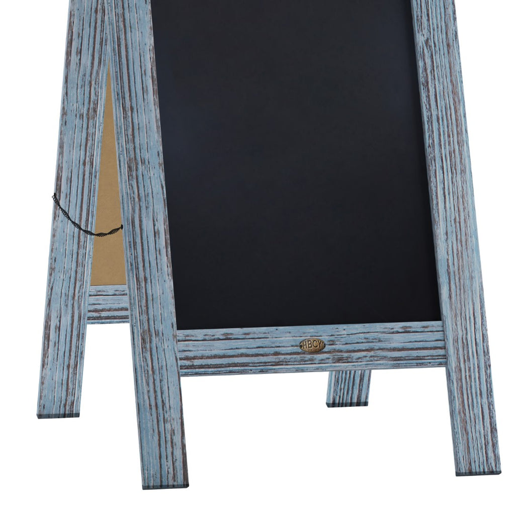 English Elm EE1976 Rustic Commercial Grade Magnetic A-Frame Chalkboard Rustic Blue EEV-14268