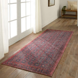 Jaipur Living Harman Hold Kalinar Kate Lester HHB01 Power Loomed 100% Polyester Damask Area Rug Dark Red 100% Polyester RUG154736