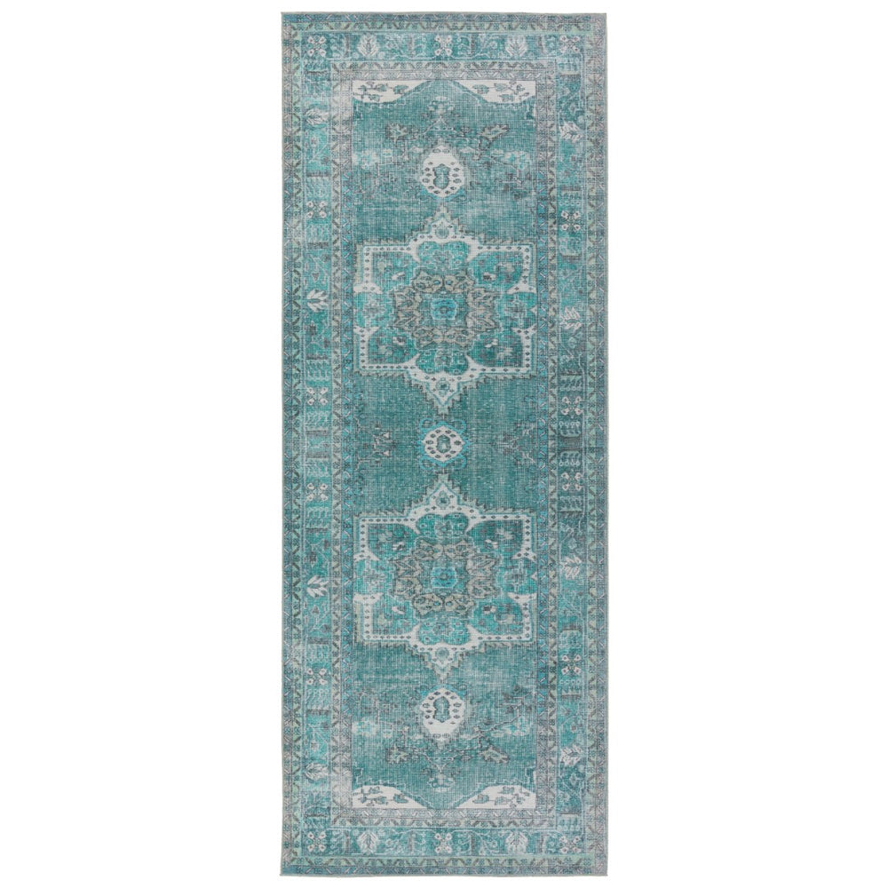 Jaipur Living Harman Hold Tamara Kate Lester HHB02 Power Loomed 100% Polyester Medallion Area Rug Teal 100% Polyester RUG154737